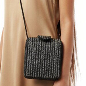 Black & Silver Sequins Embellished Evening Clutch Crossbody Mini Handbag